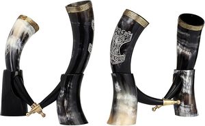 Cuerno vikingo con acabado realista, recipiente para beber de cuerno para coleccionistas medievales, cuerno vikingo para decoración temática de bar en casa - Product Image 3
