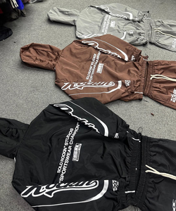Ensemble coupe-vent en nylon de haute qualité, grande taille, à capuche, uni, style sport décontracté, respirant, streetwear d'hiver, léger, personnalisé - Product Image 4