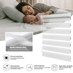 Stores de fenêtre zébrés de luxe Rideau de voilage occultant Combo Électrique Minimaliste Intégré Motif Vertical Plain Technique Polyester - Product Image 3