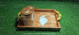 Ensemble de pots à bonbons en acrylique faits à la main avec plateau en bois incrusté de nacre, coffret cadeau d'affaires de luxe, classique, petite taille 150 ml - Product Image 5