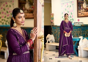 Style traditionnel indien Anarkali Kurti robe Dupatta costume de mariage pour femmes longue broderie de soie au sol pour tenue de fête - Product Image 5