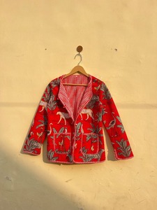 Veste d'hiver courte matelassée en coton faite à la main pour femme, nouvelle collection, imprimé animal, style décontracté indien, tissée, effet délavé - Product Image 4