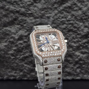 Montre automatique squelette de luxe pour homme en acier inoxydable avec moissanite VVS1 entièrement sertie, style hip-hop, bracelet avec fermoir, cadeau - Product Image 5