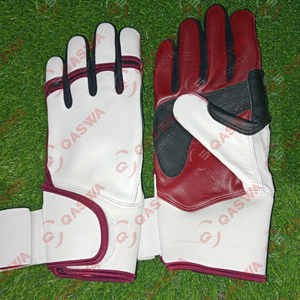 QASWA SPORTS High Quality Baseball Infield Batting Gloves Maroon <b>Black</b> White Customized Leather Unisex Lightweight Durable Soft - Product Image 2
