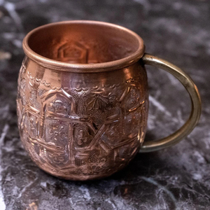 Cuivre Moscou Mule Tasses Avec Conception En Relief En Métal Baril Tasse pour Bar Restaurants Décor De Noël Salon par HHO - Product Image 1