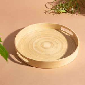 Eco friendly coiled bamboo <b>tray</b> cheapest price natural spun fiber serving <b>trays</b> for <b>table</b> centerpiece decor - Product Image 1
