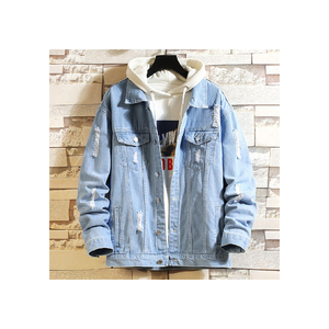 Men Custom Wholesale Printing Fashion <b>Denim</b> <b>Jacket</b> / Plus Size Long Sleeve <b>Jacket</b> for Men No Shirt / Men's Jeans <b>Denim</b> <b>Jackets</b> - Product Image 3