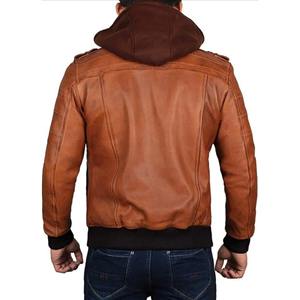 Veste en cuir de marque pour homme, veste en cuir véritable avec fermeture éclair, veste en cuir tendance pour l'hiver, best-seller pour homme - Product Image 2