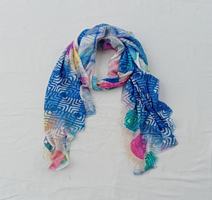 ผ้าพันคอดิจิตอลผ้าฝ้ายโมดอลสำหรับผู้หญิง, ผ้าพันคอ100% ดีไซน์วงกลมเรียบง่ายเนื้อนุ่มอเนกประสงค์ผ้าคลุมไหล่ห่อของดีไซเนอร์ล่าสุด - Product Image 5