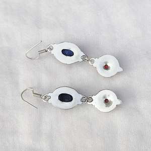 <b>Red</b> Coral And Lapis Lazuli Multi Stone <b>Earrings</b> Silver Plated Ear Wire Crystal <b>Earrings</b> Handmade Boho Jewelry Colorful Gift - Product Image 2