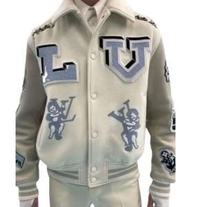 OEM Varsity Jacket Stand Vintage Ropa de invierno Logotipo personalizado bordado de cuero de béisbol Bomber Jacket - Product Image 5