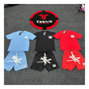 Ensemble de t-shirts et shorts unisexes d'été, taille élastique, 100% polyester, séchage rapide, respirant, streetwear décontracté, vêtements pour hommes - Product Image 1