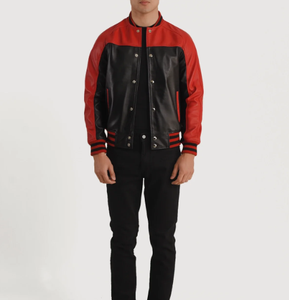 Chaqueta universitaria de cuero auténtico Letterman para hombre de la mejor calidad con logotipos bordados, chaqueta de tela de nueva condición - Product Image 5