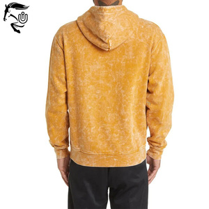 Venta al por mayor 100% algodón lavado con ácido sudaderas con capucha para los hombres de gran tamaño desgastado térmico logotipo personalizado patrón sólido francés polar invierno tamaño - Product Image 2