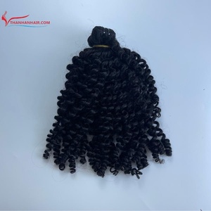 Extensiones de cabello humano crudo negro Natural de 14 pulgadas de tendencia superior, rizo de vapor de alta calidad súper doble dibujado, gran stock disponible ahora - Product Image 4