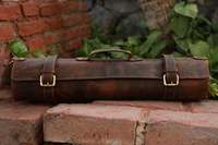 Étui à rouleau de couteau en cuir robuste de style vintage à prix d'usine sac à outils mécanique pliable et durable pour l'organisation de la cuisine