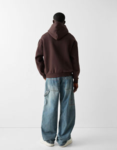 เสื้อมีฮู้ดสำหรับผู้ชายผ้าคอตตอนน้ำหนักมากมี400gsm ไหล่ตกโลโก้โอเวอร์ไซส์ออกแบบได้ตามต้องการ - Product Image 2