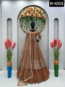 Las últimas mujeres usan hilo pesado bordado secuencia trabajo Anarkali vestidos largos estilo Lehenga Para Boda y Festival ropa - Product Image 5