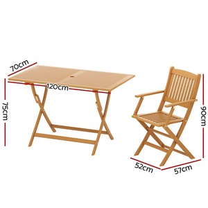 Juego de mesa de comedor de madera Color natural con silla plegable - Product Image 2