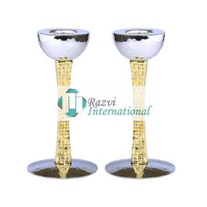 Nickel Plated <b>Candle</b> <b>Stick</b> <b>Holder</b> With Hammered Design 12 Inch Metal Mirror Polished <b>Candle</b> <b>Holder</b> Classic Stylish CandleHolder - Product Image 4
