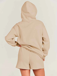 Ensemble coordonné pour femmes, sweat-shirt et short, respirant, toucher doux, écologique, coupe décontractée, tenue décontractée d'été en deux pièces - Product Image 5