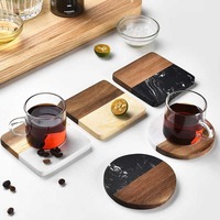 Sous-verres classiques FAIZA CRAFT en bois pour tasses et bougies, épaisseur 3 mm, revêtement écologique imperméable, bois de noyer naturel, carré, personnalisable