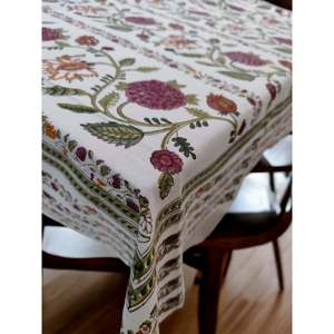 Mantel de Algodón 100% con Estampado Artesanal Indio, 150*220 cm, Tema Floral Boho, Lino de Cocina para Hogar y Hoteles, Marca Navideña - Product Image 4