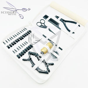 Kit d'outils de pinces d'extension de cheveux en acier inoxydable de qualité chirurgicale de vente en gros noir mat - Product Image 6