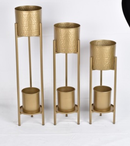 Jardinière en aluminium de qualité supérieure, finition or martelé, style moderne, légère, écologique, durable, pour balcon, jardin, maison - Product Image 1