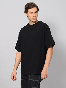 เสื้อยืดธรรมดาพิมพ์ลายสำหรับผู้ชายเสื้อยืดโอเวอร์ไซส์ลายโชว์ไหล่ - Product Image 3