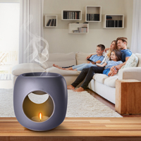 Lampe aromatique en céramique Aromatika Atmosphere, grise, en forme de baril, brûleur d'huiles essentielles, porte-bougie chauffant pour méditation aromatique
