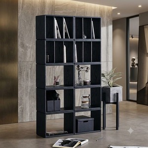Ensemble de 10 boîtes de rangement modulaires modernes en bois d'acacia, empilables, étanches et écologiques pour salon et maison - Product Image 1