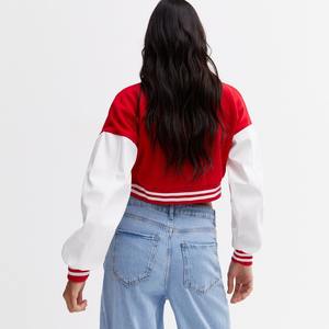 Wholesale Heat Transfer logo Design Women Varsity Jacket Crop Design Pure Wool fabric Button Closure Youth Clothing Winter Coat - Product Image 6