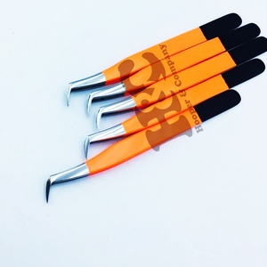 Pinzas de pestañas de acero inoxidable con revestimiento de doble color de visón de nuevo estilo, pinzas de extensión de pestañas de volumen con logotipo personalizado - Product Image 3