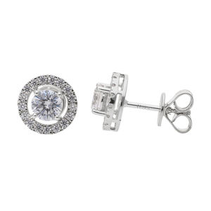 14K Yellow Gold Natural Diamond <b>Halo</b> Stud <b>Earrings</b> Elegant Style with Sparkling Micro Pave Setting Brilliant Center - Product Image 2