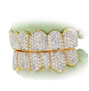 8 Top Bottom 14K Solid Gold 925 Sterling Silver Diamond Dust Moissanite Iced Teeth Grillz <b>Mirror</b>/Cut/Ice Cut <b>Body</b> Jewelry - Product Image 3