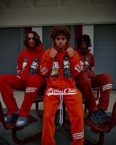 เสื้อฮู้ดคอตตอนแบบไม่มีสายโอเวอร์ไซส์สำหรับผู้ชายผ้าฟลีซหนาปักลายแบบวินเทจ - Product Image 5