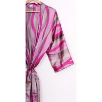 Robes décontractées élégantes vintage en soie 100% douce pour femmes, robes de nuit kimono à imprimé floral respirant pour adultes, col en V, été