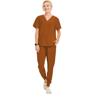 Logo personnalisé classique col en V femmes gommages anti-rides beauté ensemble uniforme médical soins infirmiers gommages costume pour le personnel hospitalier - Product Image 3