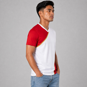 Camiseta de Manga Corta para Hombre, Cuello en V, Tejida, 100% Algodón, Estilo Vintage Lavado, Secado Rápido y Transpirable - Product Image 4