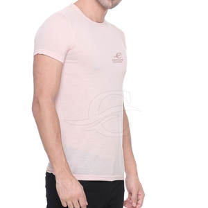 เสื้อยืดแขนครึ่งแขนสำหรับผู้ชายเสื้อยืดผ้าโพลีเอสเตอร์/ ผ้าฝ้ายดีไซน์ใหม่ถักลายพื้น220กรัมออกแบบโลโก้ได้ตามต้องการ - Product Image 3