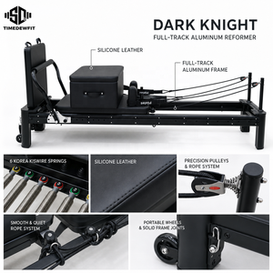 Machine de Pilates Reformer Professionnelle en Alliage d'Aluminium Noir de Qualité Studio, avec <span class=keywords><strong>Lit</strong></span> à Rails Intégrés, Ressorts Coréens et Fonctionnement Silencieux - Product Image 2