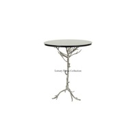 Mesa auxiliar de acero inoxidable en forma de Z, pantalla de Color plateado con espejo, mesa auxiliar hecha a mano pulida con tapa de cristal, forma cuadrada
