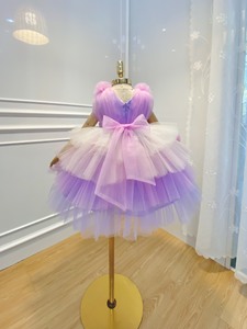 2024 <b>Summer</b> Floral Bow Girl <b>Dress</b> New Style Princess Party Tulle Lace Gradient Color <b>Halter</b> Design ODM Supply for Children - Product Image 3