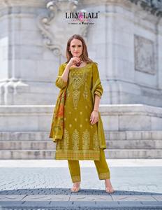 Elegance Dressing Fancy Dress Banarasi Jacquard Spun Silk Kurti Pant & Dupatta With Pure Hand Work World Wide Exporter for Sale - Product Image 2