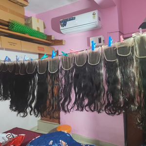 Cheveux humains vierges brésiliens ondulés 4/4 Closure, magnifiques, courts, d'origine sud-indienne, pour perruques à double trame à la machine et à la dentelle - Product Image 2