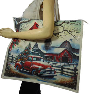 Bolsa de Mensajero Diaria Ecológica Geométrica de Lona de Algodón Laminada Vintage de Gran Capacidad de 8 oz con Estampado Personalizado - Product Image 1