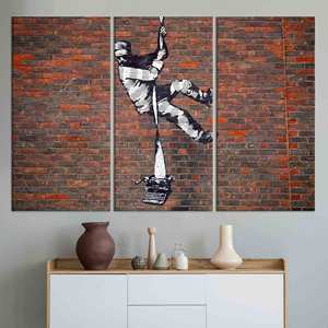 Arte en lienzo de Banksy: Impresión de arte callejero de grafiti, juego de 3 lienzos - Product Image 1