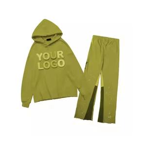 ชุดวอร์มผ้าฝ้าย100% พิมพ์ลายพัฟโลโก้แบรนด์สตรีทสไตล์สตรีทงานตามสั่ง - Product Image 2