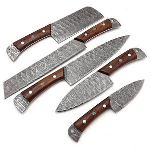 Ensemble de couteaux de chef en acier Damas artisanal avec manche en bois naturel pour cuisines gastronomiques - Product Image 2